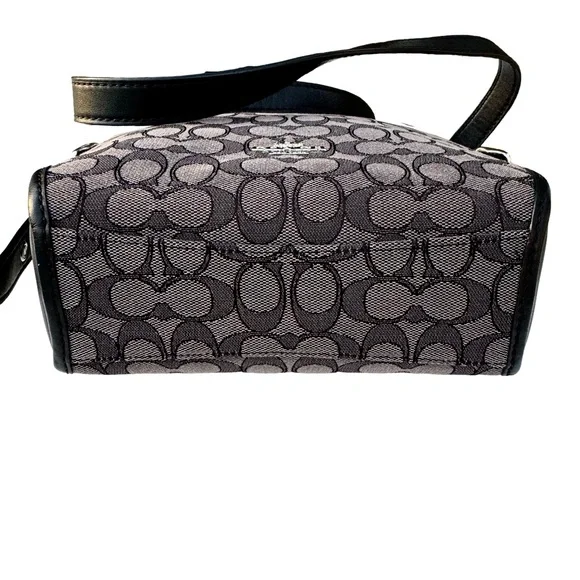 Coach Dufflette Shoulder Bag Signature Black Leather Crossbody - Picture 12 of 17